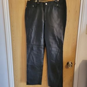 Newport News Black Genuine Leather Straight Leg Pants size 12